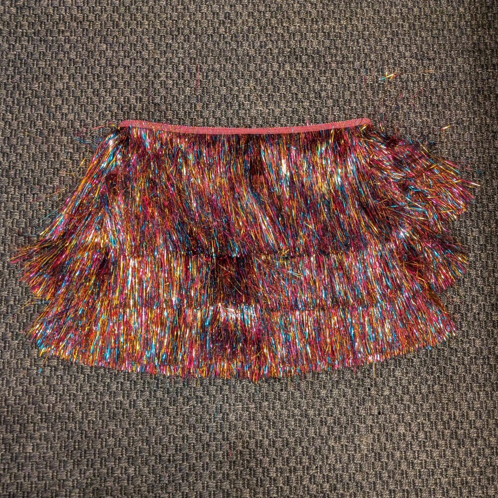 Nasty Gal Multicolored High Waisted Tinsel Fringe Shorts (US 10 / UK 14)